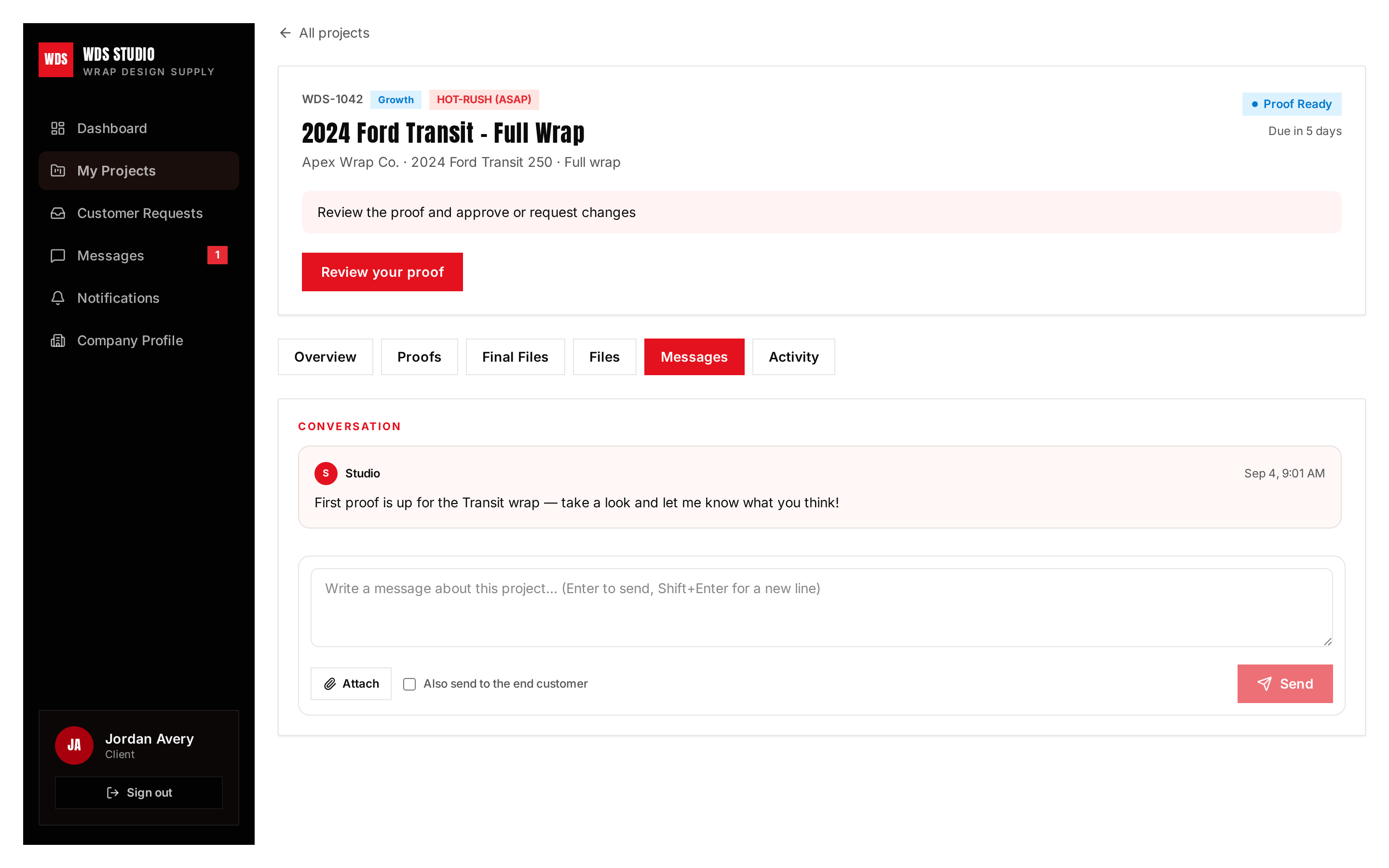 WDS Studio client portal — Talk it through
